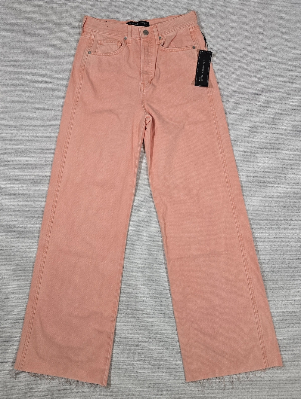 Veronica Beard Taylor Relaxed Wide Leg High Rise Jeans Womens 27 Bright Coral